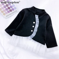 mudkingdom fashion girls jacket patchwork mesh solid button long sleeve drop shoulder outerwear for kids spring tops clothes