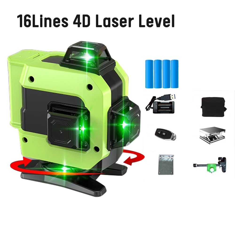 

16/12 Lines 4D Laser Level Green Line Selfleveling 360 Horizontal And Vertical Super Powerful Laser Level Green Beam Laser Level