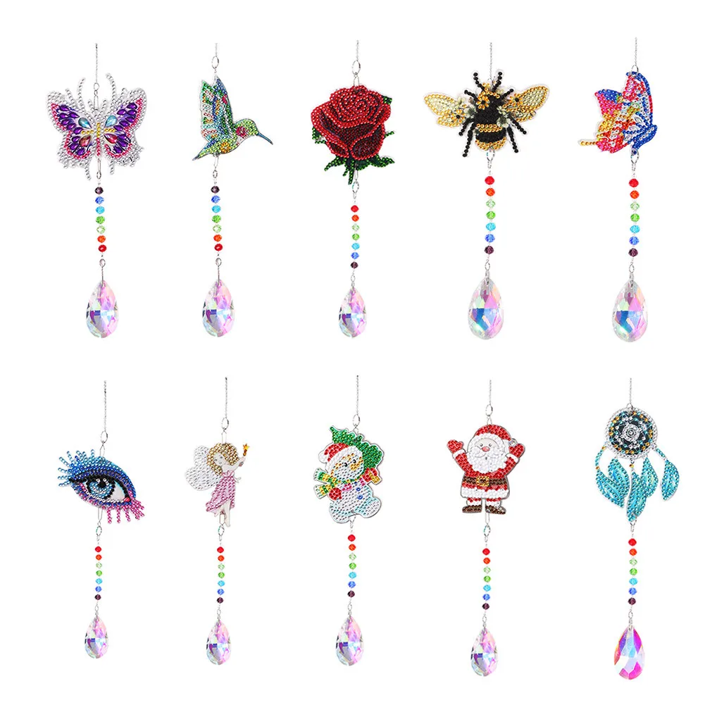 

5D DIY Diamond Painting Mosaic Sun Catcher Jewelry Kit Rhinestone Wind Chime Crystal Light Catching Hanging Pendant Crafts Decor