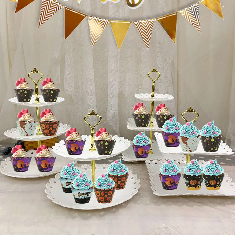 24 шт./компл. Хэллоуин декоративные обертки для кекса Тыква с летучей мышью шаблон