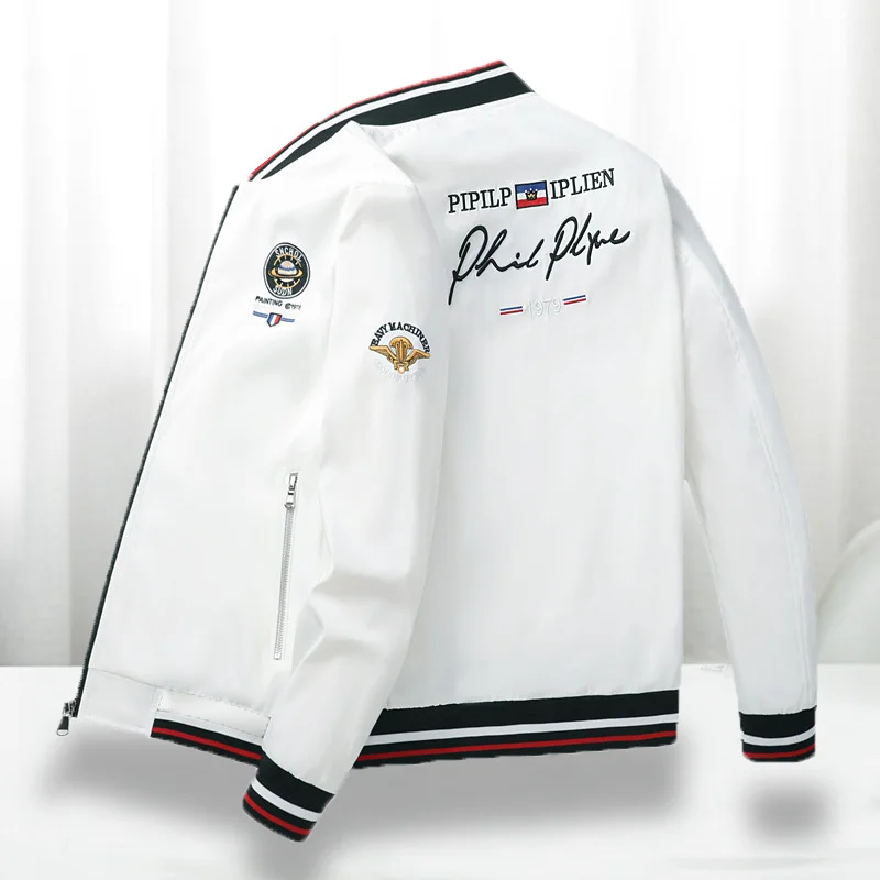 Куртка мужская с вышивкой надписью брендовая модная уличная одежда в стиле