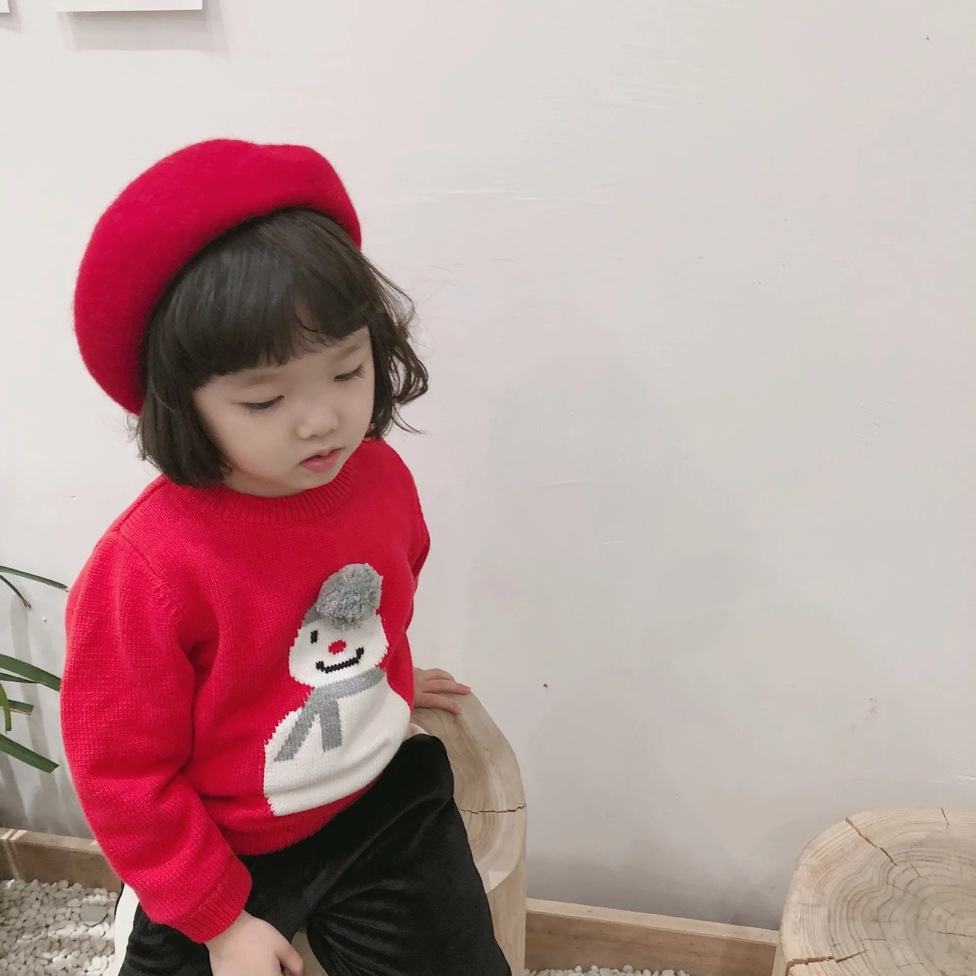 Tonytaobaby Новая коллекция зимней одежды для маленьких мальчиков Одежда для детей, Одежда для девочек красного цвета, Рождественская одежда со снеговиком, детский вязаный свитер для девочки детский свитер, пуловер, свитер