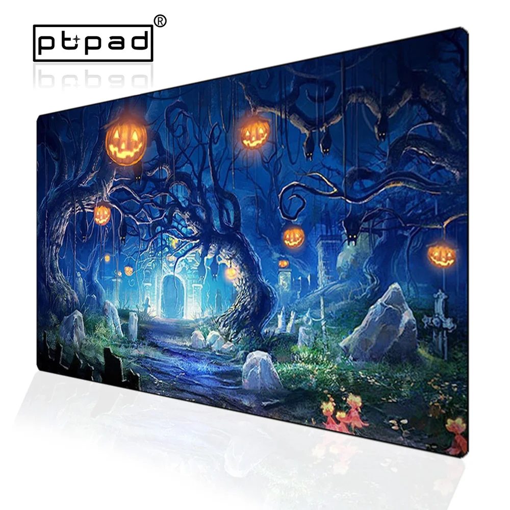 Большой игровой офисный ноутбук компьютер Хэллоуин тыква фонарь коврик для мыши