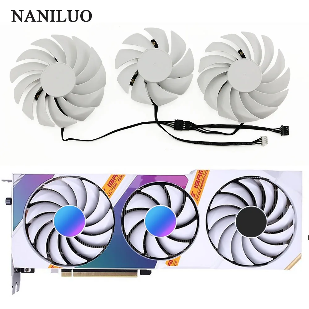 GeForce 4Pin Cooler Fan Replace For COLORFUL RTX 3080 3070 3060 Ti iGame Ultra OC White RTX3080 RTX3070 Graphics Card Fan