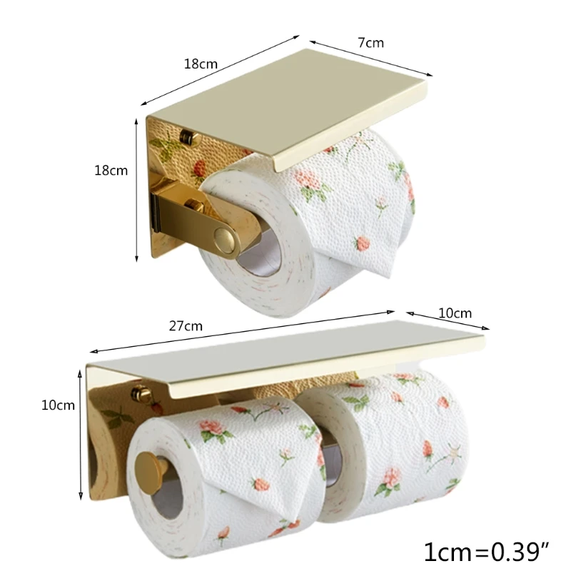 

Wall Mount Hanging Toilet Paper Holder with Storage Rack Stainless Steel Kitchen Paper Roll Tissue Storage for Home