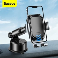 baseus gravity car phone holder suction cup adjustable universal holder stand in car gps mount for iphone 13 12 pro xiaomi poco