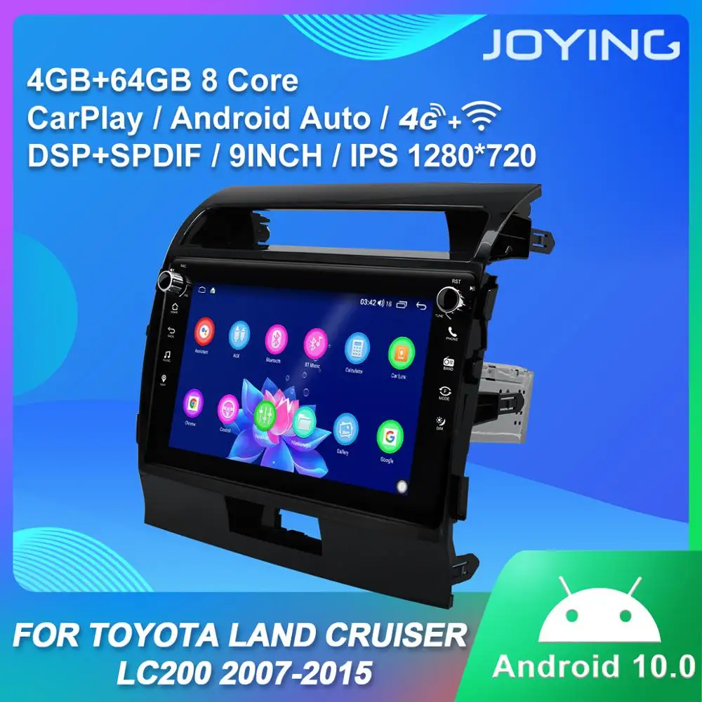 저렴한 안드로이드 10 자동차 라디오 플레이어 GPS 네비게이션 지원 도요타 랜드 크루저 LC200 2007-2015 4 기가 바이트 + 64 기가 바이트 SWC Hd에 대한 4G/무선 Carplay