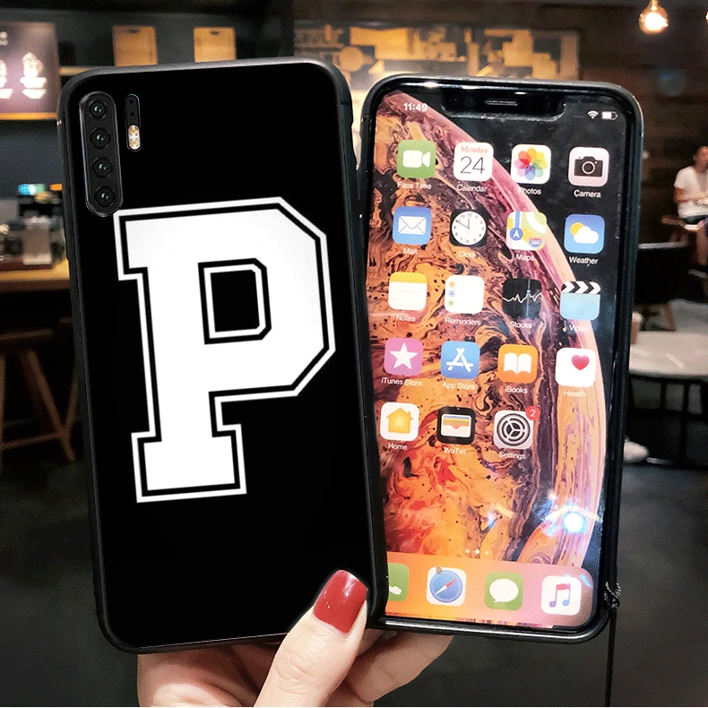 Черный буквенно цифровой мобильный телефон чехол Чехол из ТПУ для Huawei Nova 2i 2 Lite 3 3i