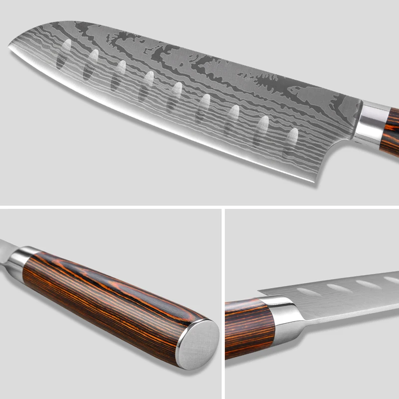 

Shuangmali 6.5 Inch Chef Santoku Knife 420 Stainless Steel Japanese Kitchen Slicing Knives Sharp Utility Cleaver Santoku Knives