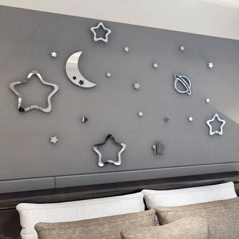 

Cartoon Moon Stars Waterproof Wall Stickers For Kids Room Bedroom Living Room 3D Acrylic Art Wall Stickers Home decoration