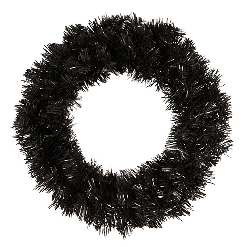 

Искусственный сосновый венок, черный венок, гирлянда для входной двери, окна, камина, Рождественское украшение