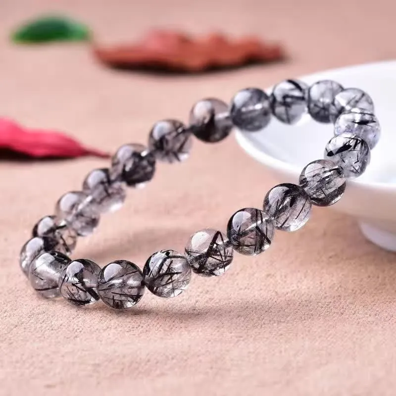 

Natural black hair crystal bracelet