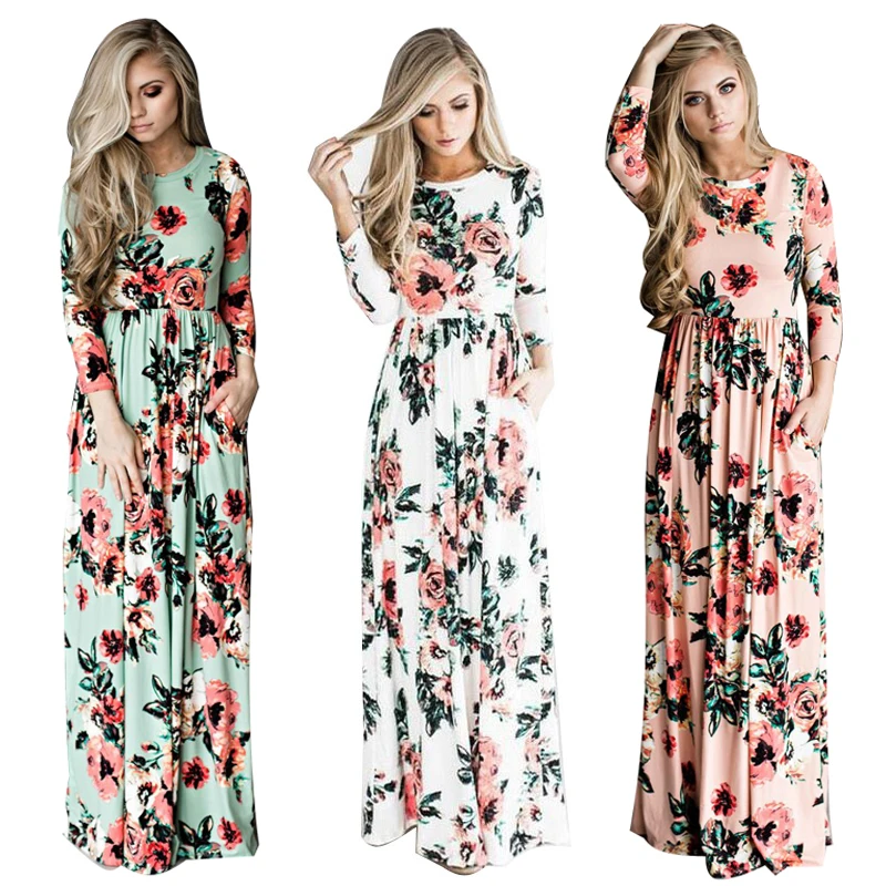 Длинное платье для женщин с цветочным принтом летние платья 2021 Vestidos Boho богемное