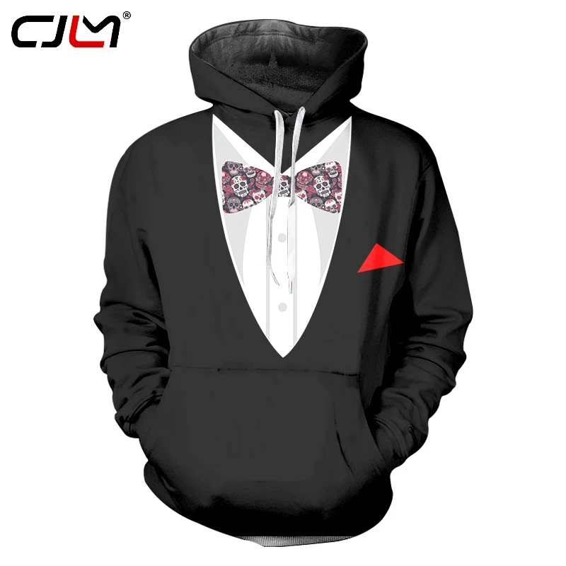 

Толстовка CJLM 2021 с 3D принтом, Мужской свитшот с капюшоном, костюм, худи с черепом и бантом, повседневные пуловеры, уличная одежда, топы, толсто...