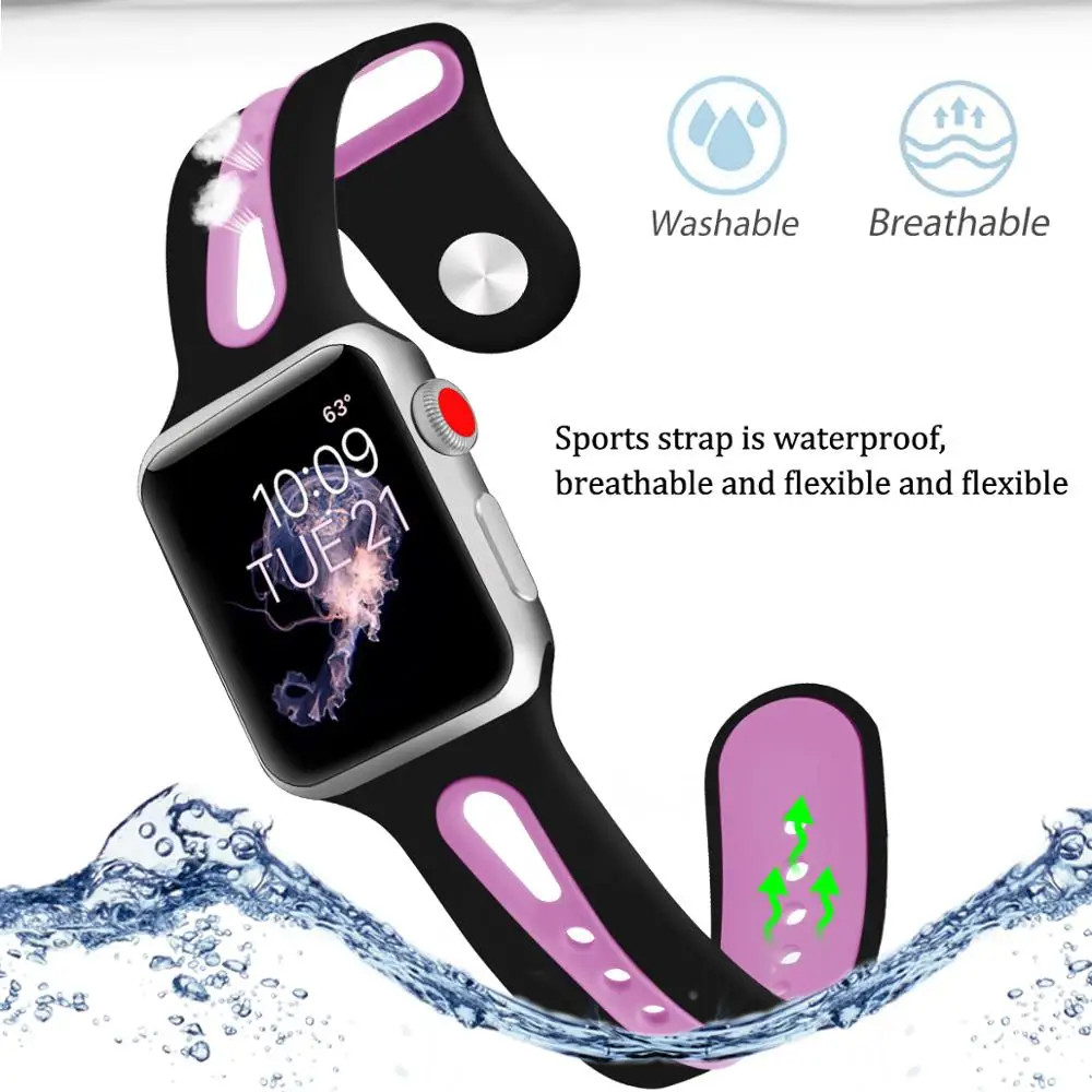 Ремешок для Apple Watch 6 38 мм 42 iwatchbands series 4 3 2 силиконовый ремешок часов correa watch 5 44 40