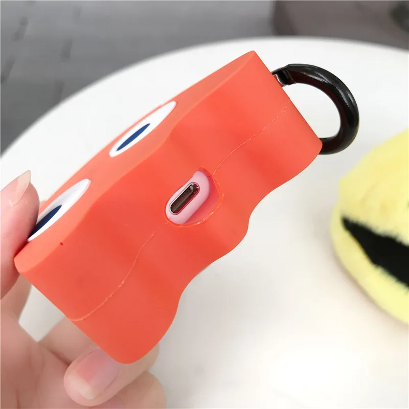 Мультяшный чехол для гарнитура для Airpods Чехлы для Airpods 2 милые аксессуары защитный чехол с брелком стереоскопический Pac дизайн человека