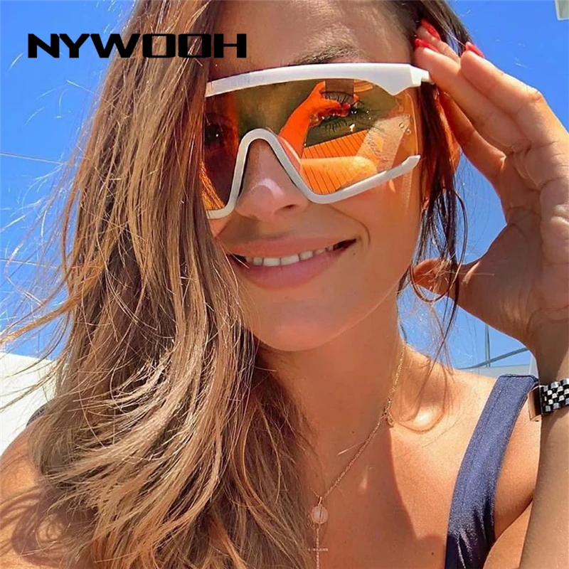 NYWOOH модные негабаритные Солнцезащитные очки женские сиамские солнцезащитные на