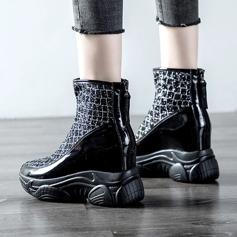 

SWYIVY genuine leathe wedges shoes women ankle martin boots platfrom 2020 new female autumn boots chunky heel sneakers