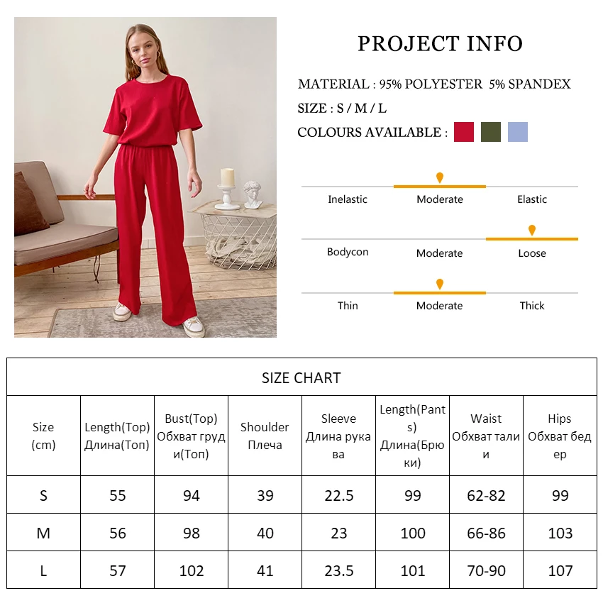 

Restve Knit Sleepwear Female 2 Piece Set Short Sleeve O Round Tops Women Pajama Sets With Pants Home Wear Casual Autumn 2021