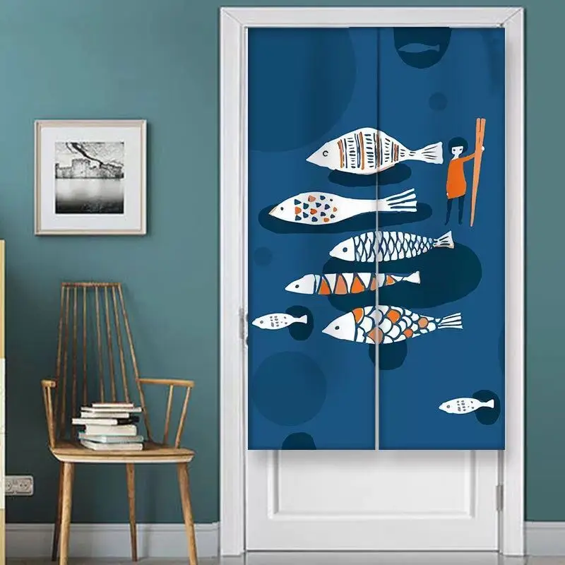 Занавеска на дверь с принтом животных тканевая перегородка полупанельная