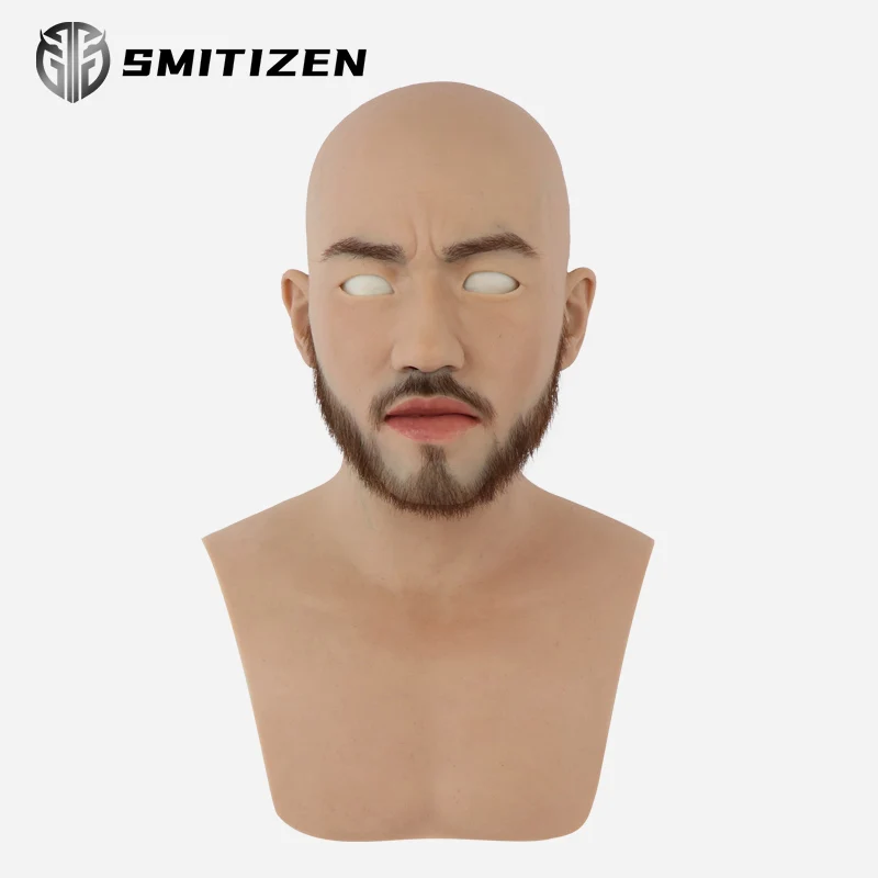 preço Smitizen Silicone Halloween Rosto Cheio Máscara De Barba Suprimentos Festa Masculino Fetiche Máscaras De Pele Humana
