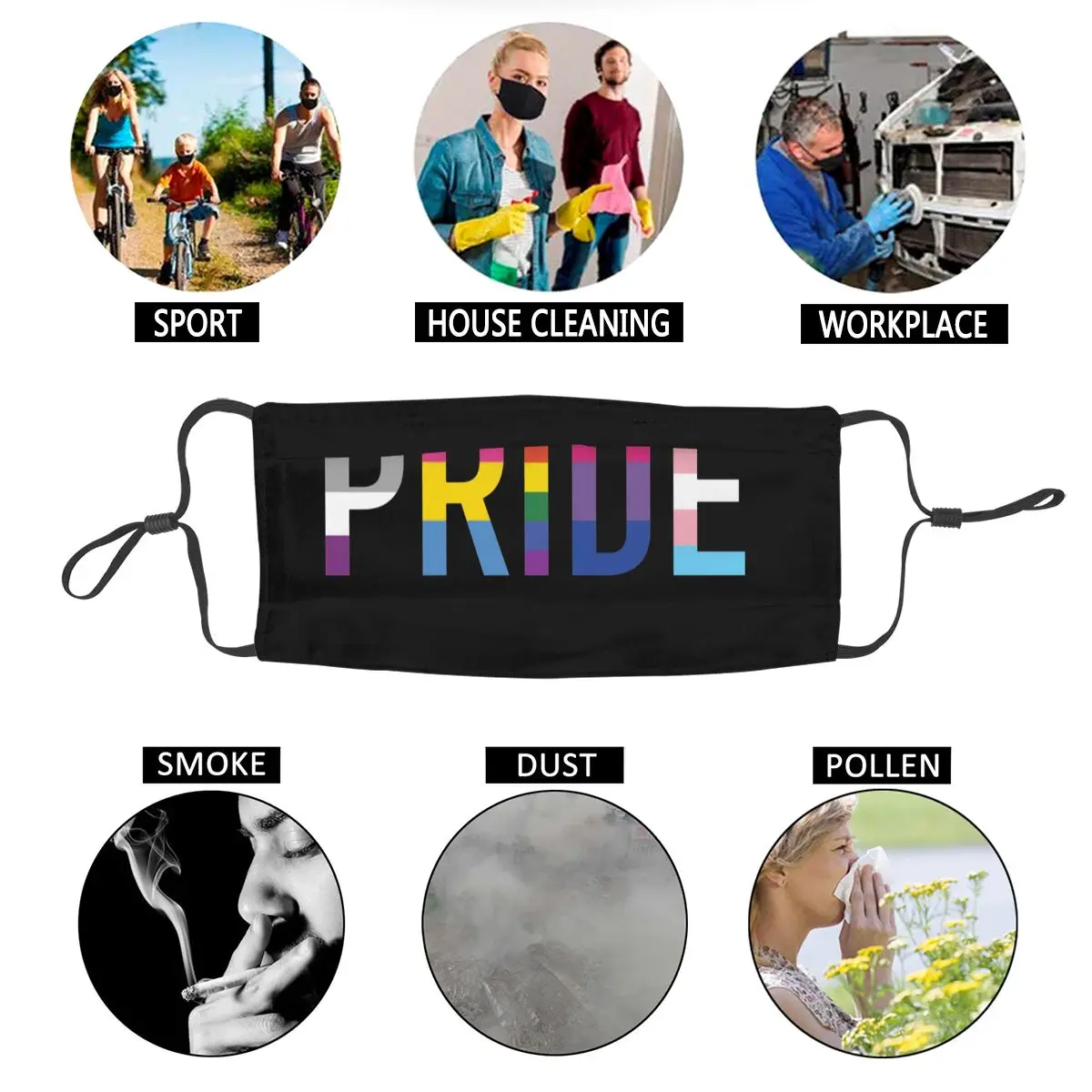 

Gay Pride LGBT Non-Disposable Mouth Face Mask Anti Haze Dust Mask Protection Cover Respirator Mouth Muffle