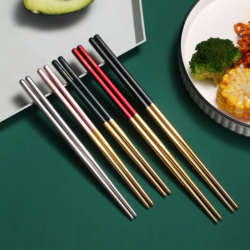 VandHome 5 Pairs Colorful Chopsticks Set 304 Stainless Steel For Sushi Food Sticks Non-slip Reusable | Дом и сад