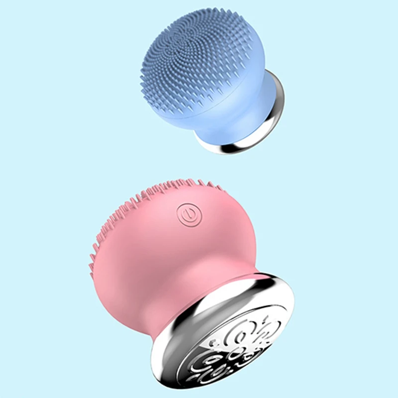 2 in 1 Mini Ultrasonic Skin Scrubber Face Electric Cleansing Brush Massage Machine Remover Pore Washing Vibratio |