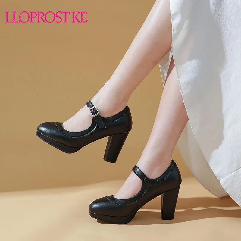 

Lloprost ke 6 Color Women Pumps Spring New Fashion Ruffles High Heel Shoes Women Round Toe Casual Party Platform Footwear 32-48