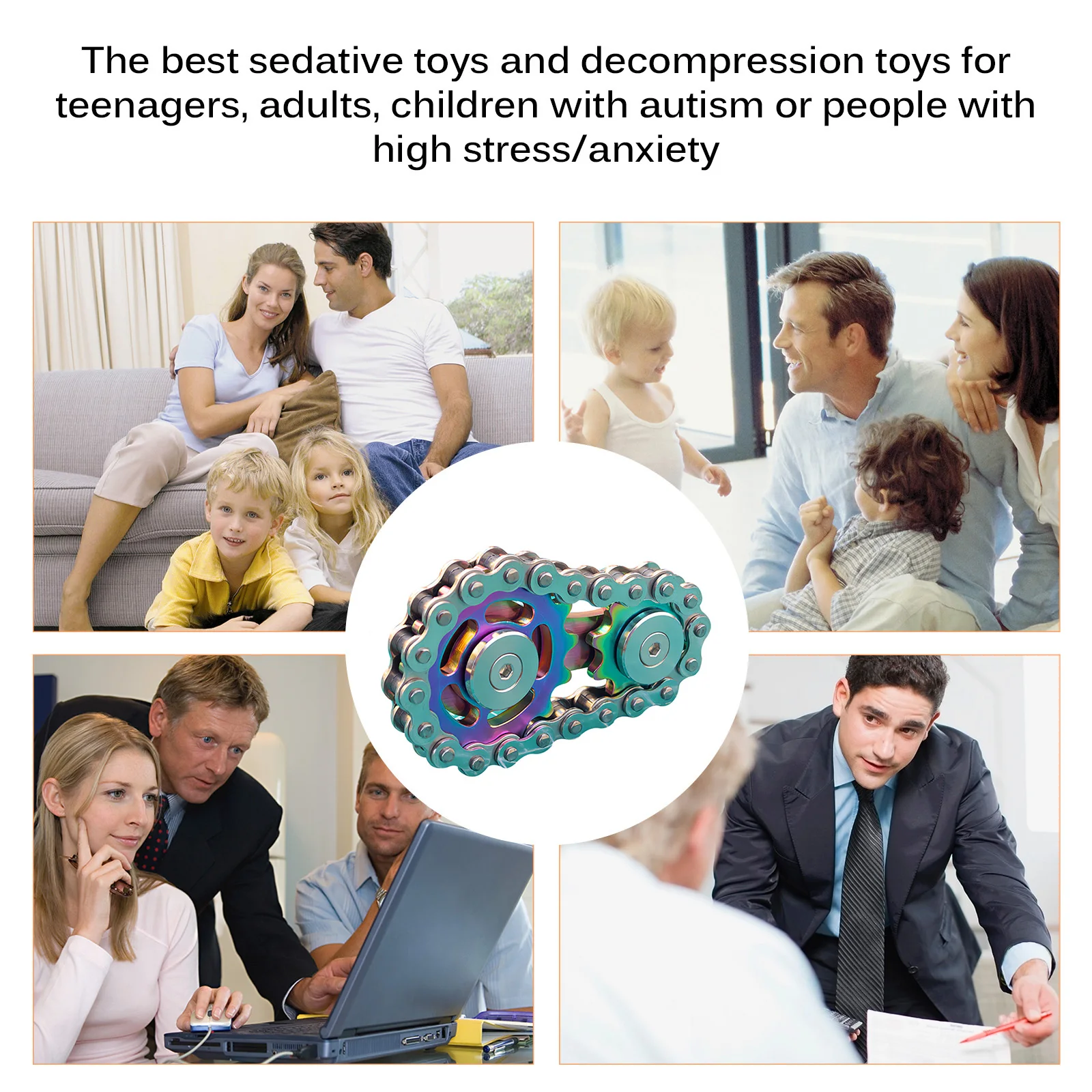 

Portable Relax Gear Chain Toy Stress Relief Fingertip Toys Stainless Steel Gyro Sprocket Flywheel Sprockets Chains Metal Toy