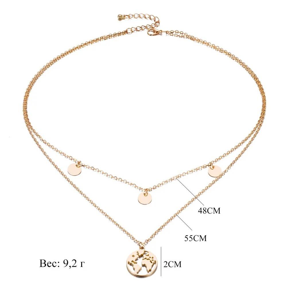 Товары золотистого металла изящный Глобус земли слоистых ожерелье для женщин