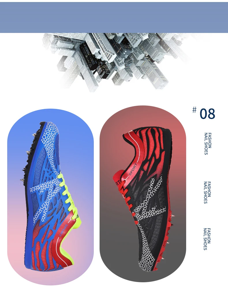 Men Women Boys Girls Track and Field Shoes Mesh Breathable Athletics Spike Shoes Black Blue Racing Sneakers Lightweight Trainers