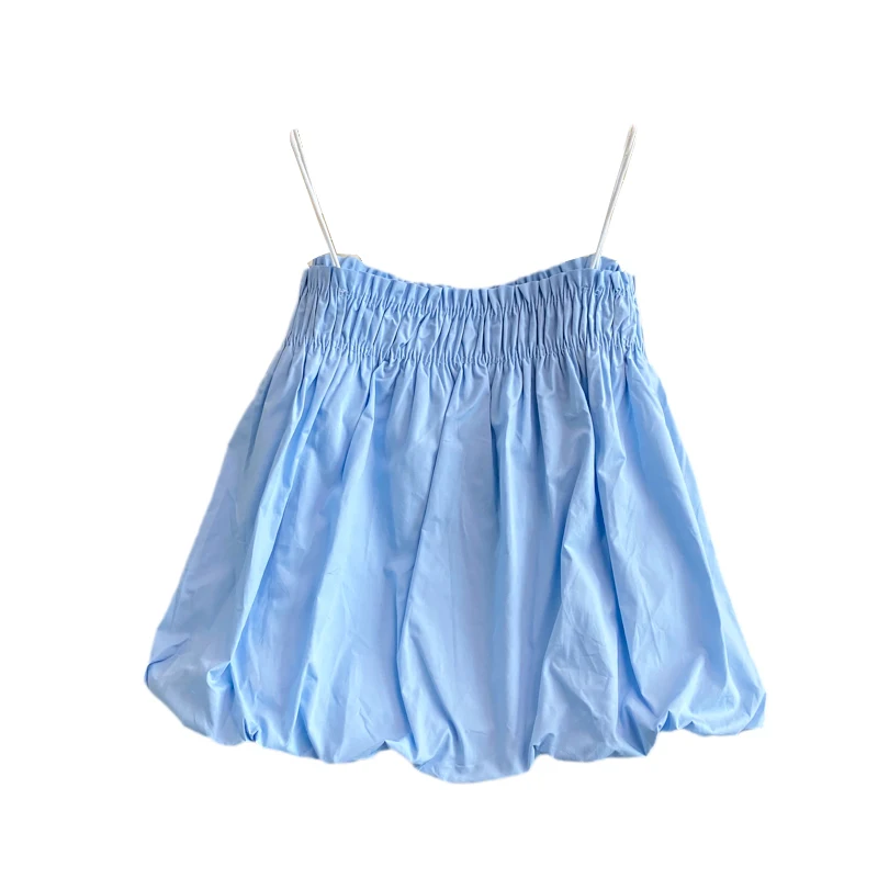 

Solid color suspender shirt 2021 summer new loose bract baby shirt Korean hot girl open back short Bra Top