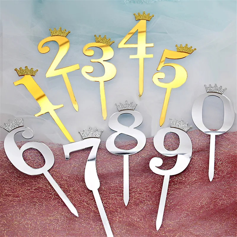 1 шт. акриловая цифра 0-9 топпер для торта на день рождения годовщину свадьбу