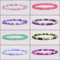 natural stone beads bracelet 6mm round agates simple rose pink quartzs crystal stretch bracelets for women men yoga jewelry gift