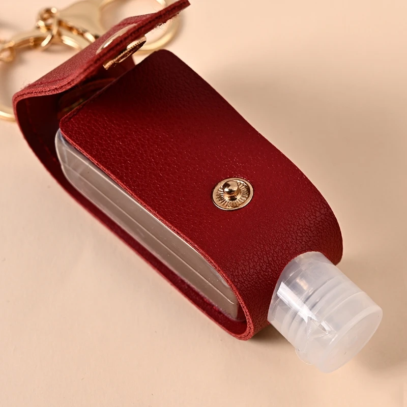 

30ml Portable Empty Leakproof Plastic Travel Bottle for Hand Sanitizer with Tassels Leather Keychain Holder Carriers