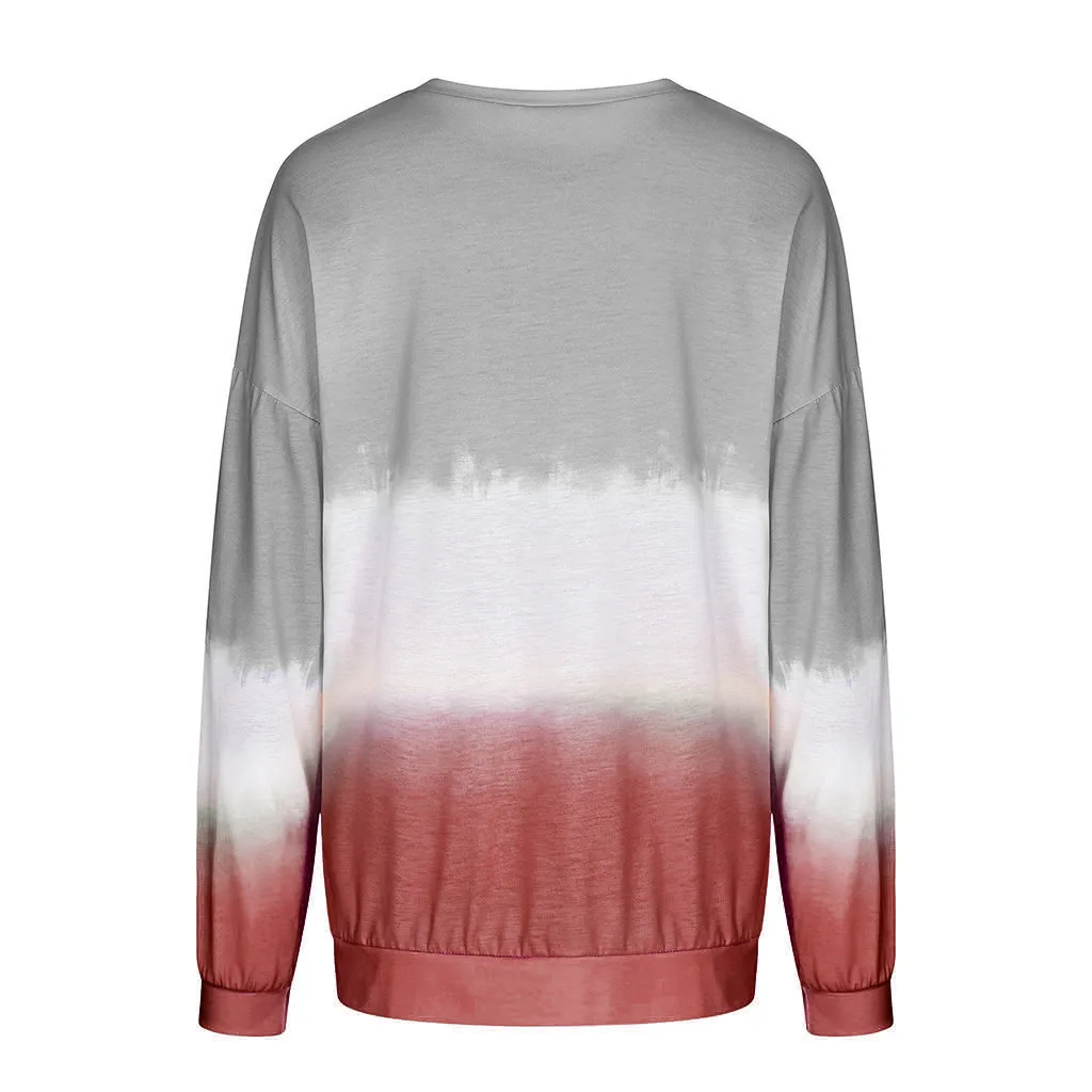 Winter Tie Dry Letter Print Pullover Fashion Ladies Hole Sweatshirt Casual Autumn Hoodied Female Womens Long Sleeve | Женская одежда