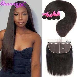 Пряди индийских волос Shuangya, прямые пряди человеческих волос Реми с застежкой, высокое качество, пряди с застежкой