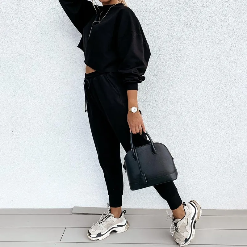 

Gniherii Tracksuit Women Casual 2-piece Outfit Set Sporty 2020 Autumn Long Sleeve Solid Color Top and Pant Set for Women Ladies