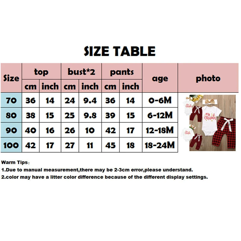 Hot Sale Baby Christmas Outfits My First Girl Boys Clothes Set Cute Bodysuit+Plaid Pants+Headband | Детская одежда и обувь