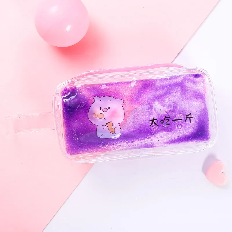 Милая косметичка с рисунком из мультфильма, креативная быстрая Песочная сумка для девочек в масле косметичка большой вместительности, прозрачная сумка для ручек 19 см* 10 см* 6 см - Цвет: 18