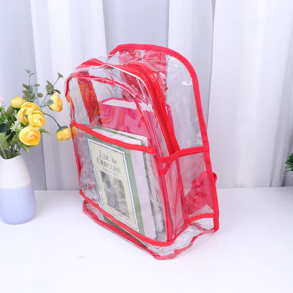 

PVC Backpack Transparent Shoulder Bag Satchel Fashion Book Bag Travel Backpack for Kids Girls Boys Black