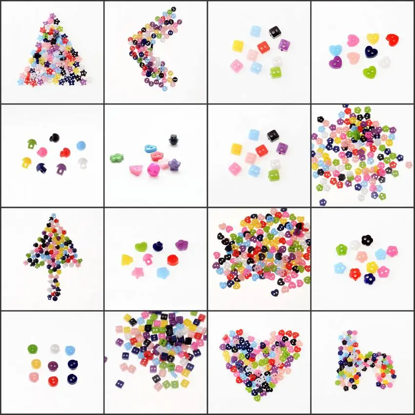 Милые богато красочные полимерные пуговицы 300 шт. смешанные с 2 отверстиями 6 мм