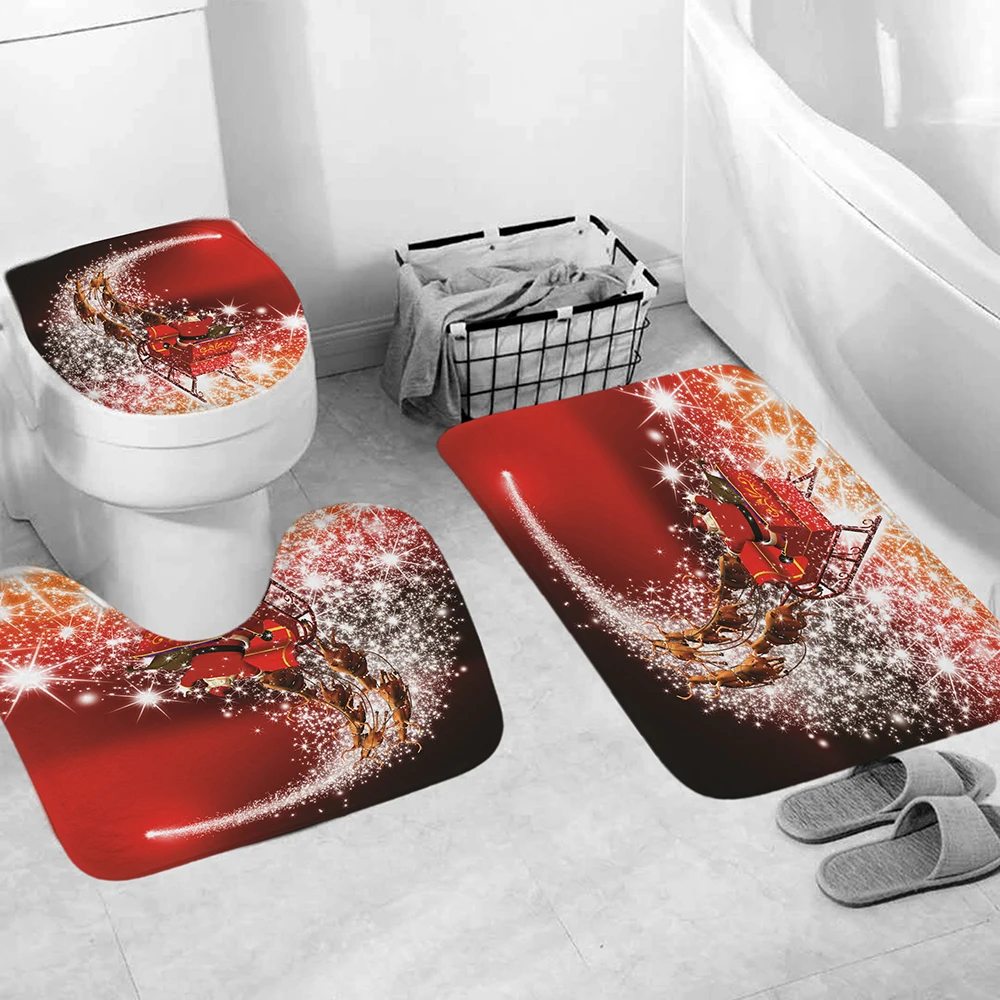 180*180 см Дед Мороз Санта колокол с изображением лося Ванная комната комплект Merry