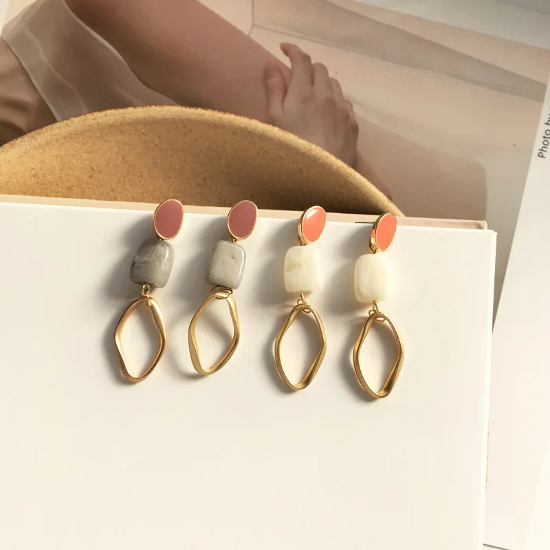 S925 длинные серьги в Корейском стиле квадратные нестандартные женские ювелирные