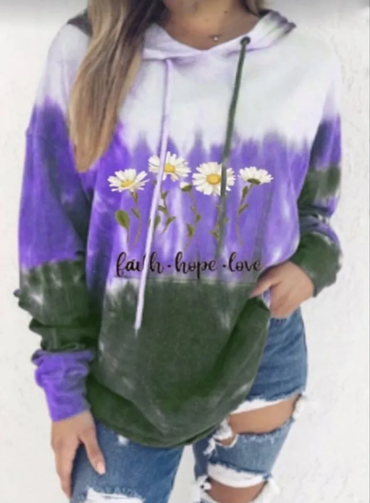 Новинка 2020 толстовки с принтом маргариток Свитшот в стиле Харадзюку фиолетовые