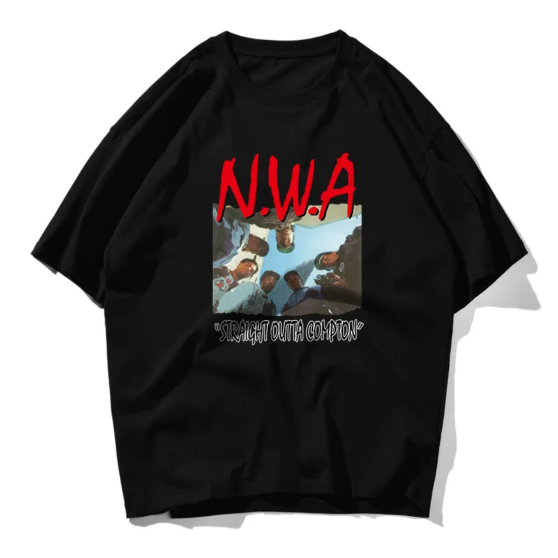 Футболка Rush Out Compton Nwa Мужская футболка с прямой памятью хип хоп модные мужские