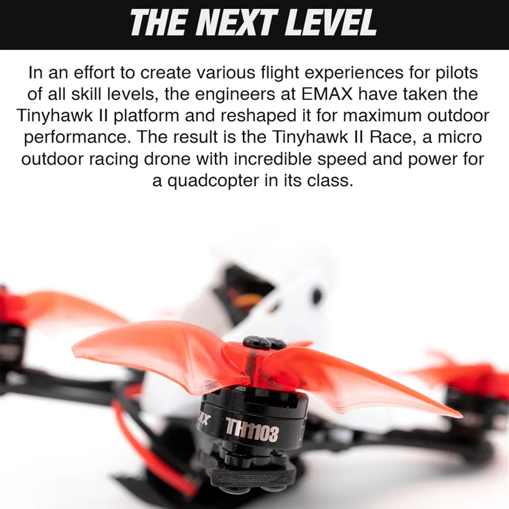 Квадрокоптер EMAX Tinyhawk 2 RACE BNF 90 мм F4 5A 7500KV 200 мВт Runcam Nano FPV Racing RunCam 1/3 &quot700TVL CMOS AIO