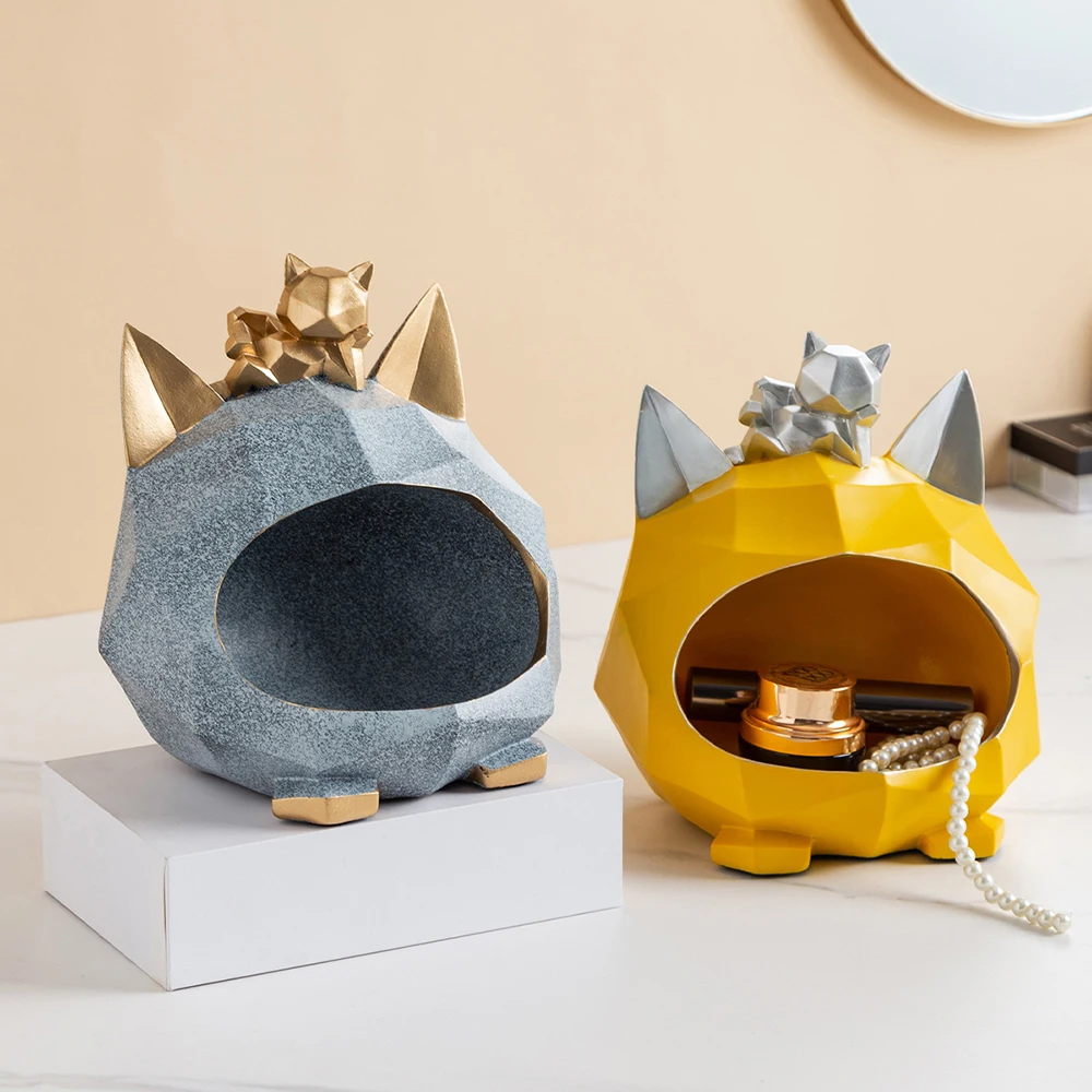 

Creative Resin Animal Sculpture Small ornaments Geometric Cat Modern Home Decor Living Room Bedroom Desktop Decor Ornaments gift