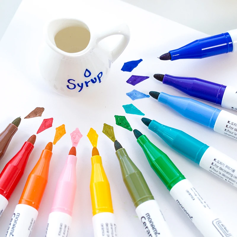 

12 colors set Ceramic Marker Pen 1.4mm Point for Happy Time DIY Craft Drawing Painting GRAFFITI School Student Kids Gift F6470